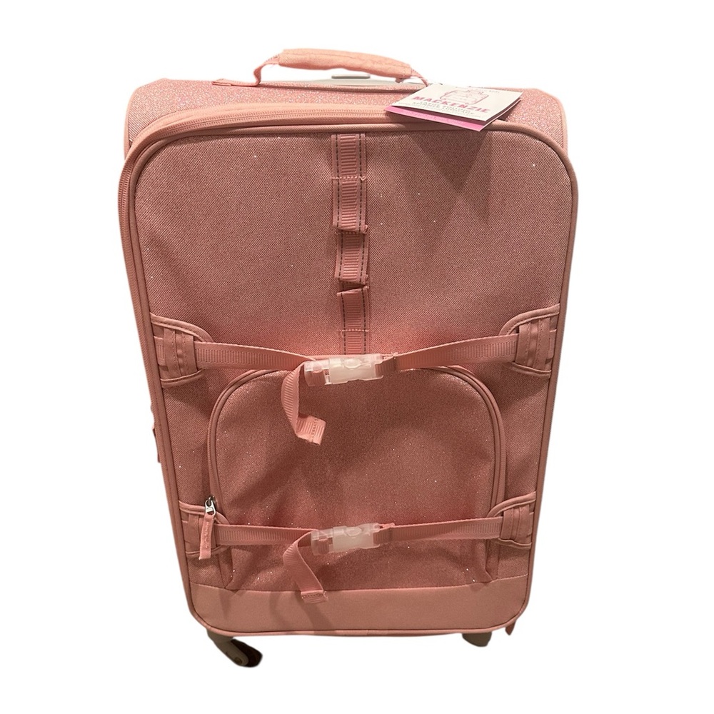 Pottery Barn Mackenzie Pink Glitter Spinner Luggage